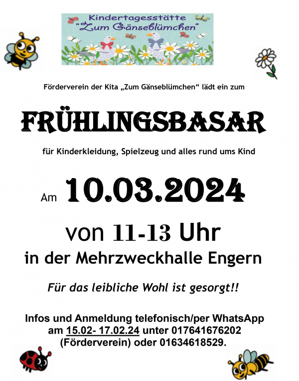 Fruhlingsbasar 2024 Zum Gaensebluemchen
